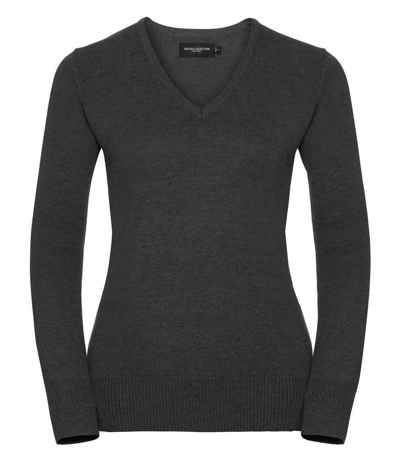 Russell Athletic Collection Ladies Cotton Acrylic V Neck Sweater