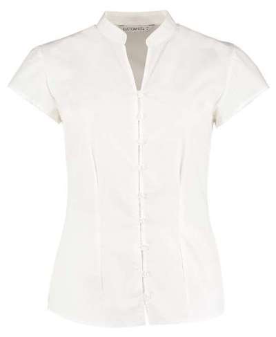 Women's Continental Blouse Mandarin Collar Cap Sleeve
