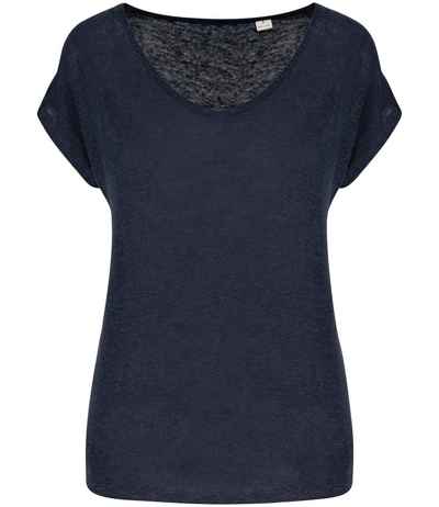 Spasso Ladies V Neck Linen T-Shirt