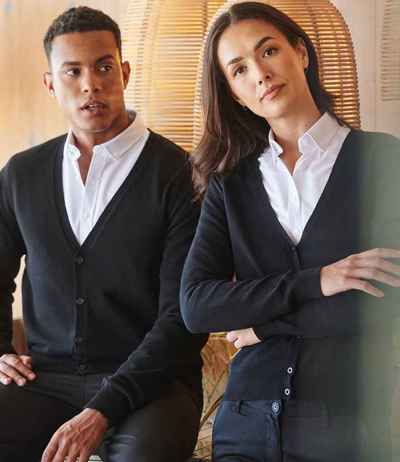 Henbury Lightweight Cotton Acrylic V Neck Cardigan