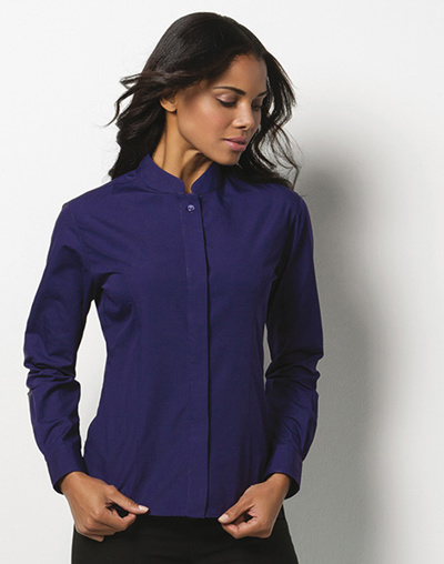 Women's Mandarin Collar Fitted Shirt Long Sleeved