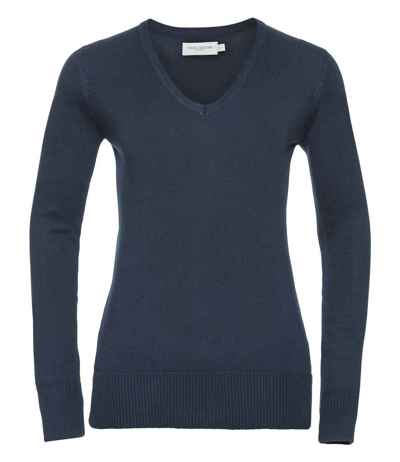 Russell Athletic Collection Ladies Cotton Acrylic V Neck Sweater
