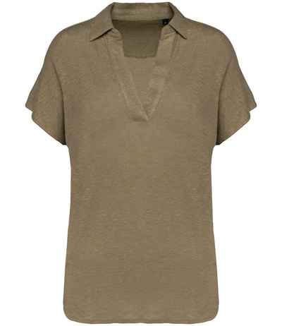 Spasso Ladies Linen Polo Shirt