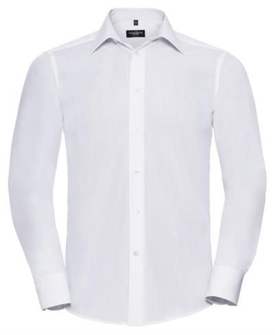 Men's Long Sleeve Poly Cotton Easy Care Tailored Poplin Shirt