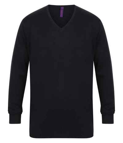 Henbury Lightweight Cotton Acrylic V Neck Sweater