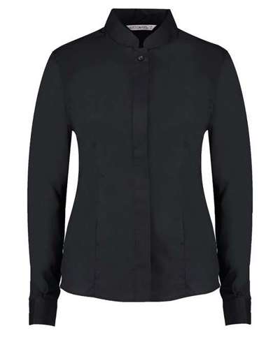Women's Mandarin Collar Fitted Shirt Long Sleeved