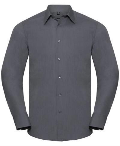 Men's Long Sleeve Poly Cotton Easy Care Tailored Poplin Shirt