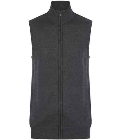 Henbury Sleeveless Zip Through Jumper
