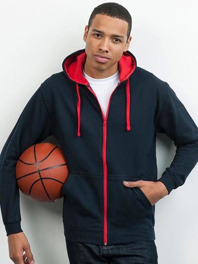 Contrast Zip Hoodie