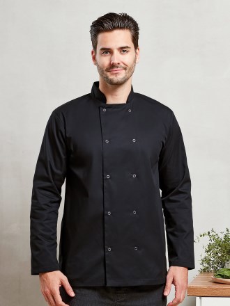 Studded Front Long Sleeve Chef's Jacket