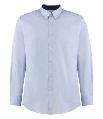 Kustom Kit Premium Long Sleeve Contrast Tailored Oxford Shirt