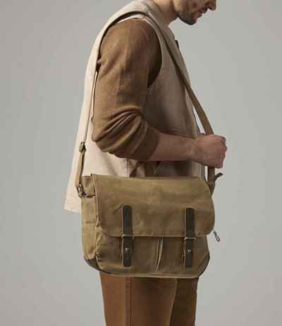 Quadra Heritage Waxed Canvas Messenger Bag