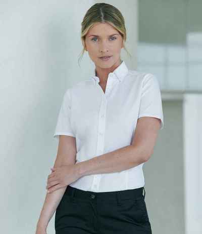 Henbury Ladies Modern Short Sleeve Regular Fit Oxford Shirt