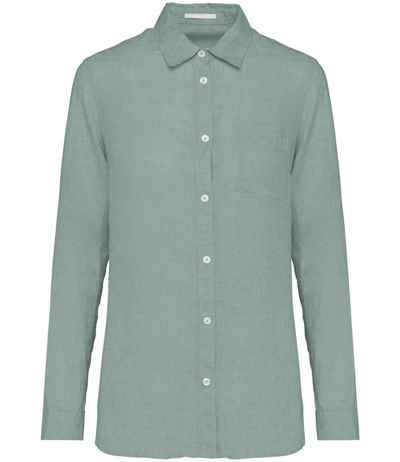 Spasso Ladies Long Sleeve Linen Shirt