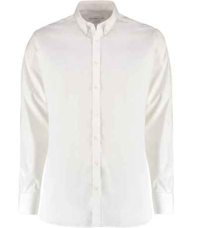 Kustom Kit Slim Fit Stretch Long Sleeve Oxford Shirt