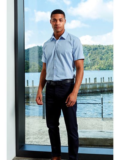 Microcheck (Gingham) Short Sleeve Cotton Shirt