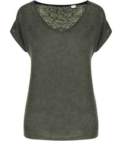 Spasso Ladies V Neck Linen T-Shirt