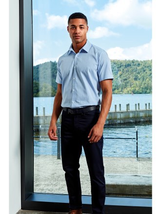 Microcheck (Gingham) Short Sleeve Cotton Shirt