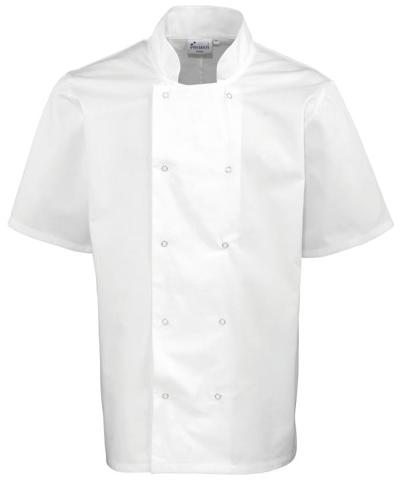 Studded Front Short Sleeve Chef's Jacket