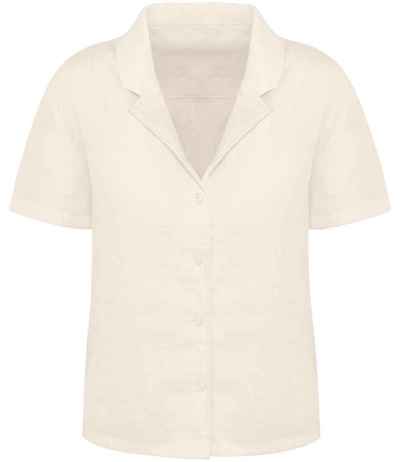 Spasso Ladies Short Sleeve Linen Bowling Collar Shirt