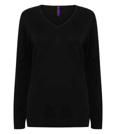 Henbury Ladies Lightweight Cotton Acrylic V Neck Sweater