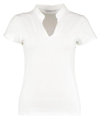 Women's Corporate Short Sleeve Top V-Neck Mandarin Collar