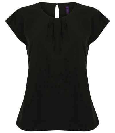 Henbury Ladies Pleat Front Short Sleeve Blouse