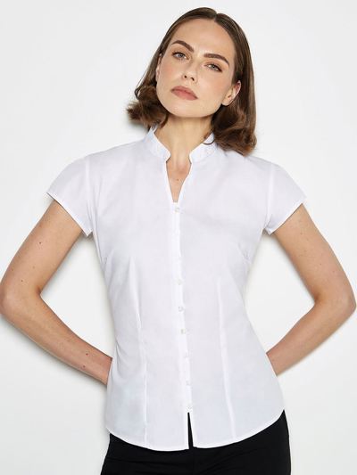 Women's Continental Blouse Mandarin Collar Cap Sleeve