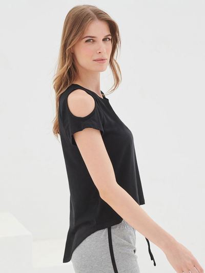 Ladies Drop Tail Shoulder Detail T-Shirt