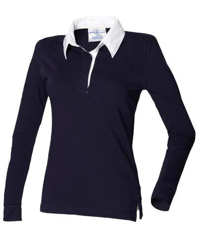 Women's Long Sleeve Plain Rugby Shirt