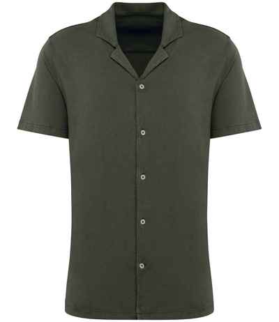 Spasso Jersey Short Sleeve Bowling Collar Shirt