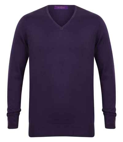 Henbury Lightweight Cotton Acrylic V Neck Sweater
