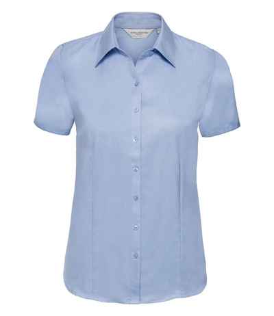 Russell Athletic Collection Ladies Short Sleeve Herringbone Shirt