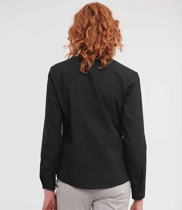 Russell Athletic Collection Ladies Long Sleeve Easy Care Cotton Poplin Shirt