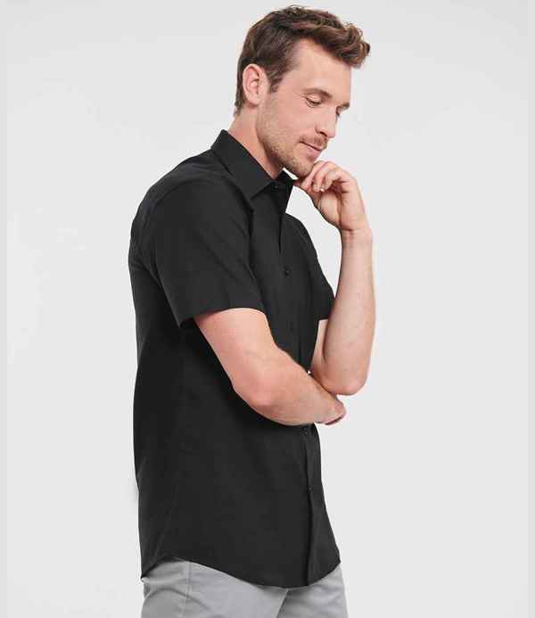 Russell Athletic Collection Short Sleeve Tailored Oxford Shirt