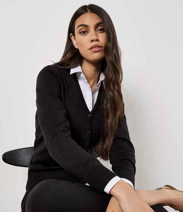 Kustom Kit Ladies Arundel Cotton Acrylic V Neck Cardigan