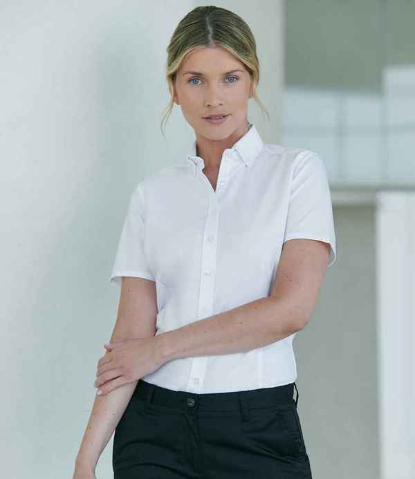 Henbury Ladies Modern Short Sleeve Regular Fit Oxford Shirt