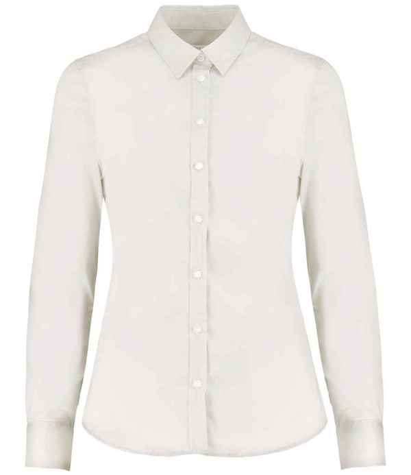 Kustom Kit Ladies Long Sleeve Tailored Stretch Oxford Shirt