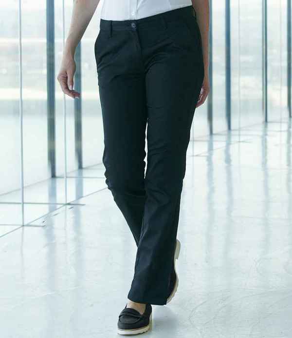 Henbury Ladies 65/35 Flat Fronted Chino Trousers