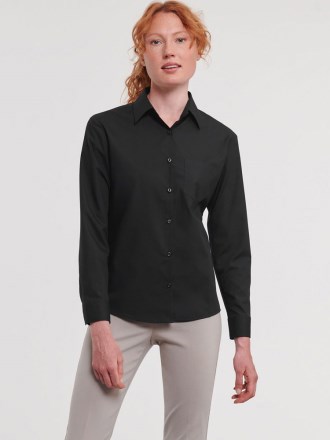 Ladies' Long Sleeve Polycotton Easy Care Poplin Shirt