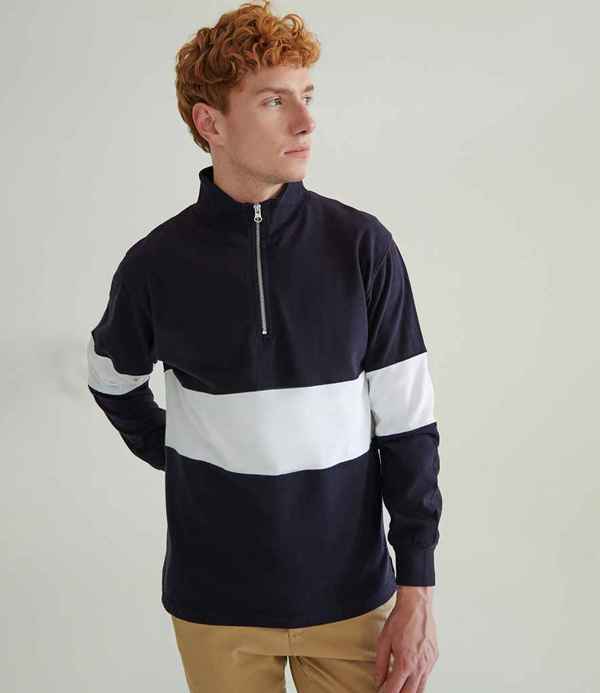 Front Row Panelled 1/4 Zip Neck Top