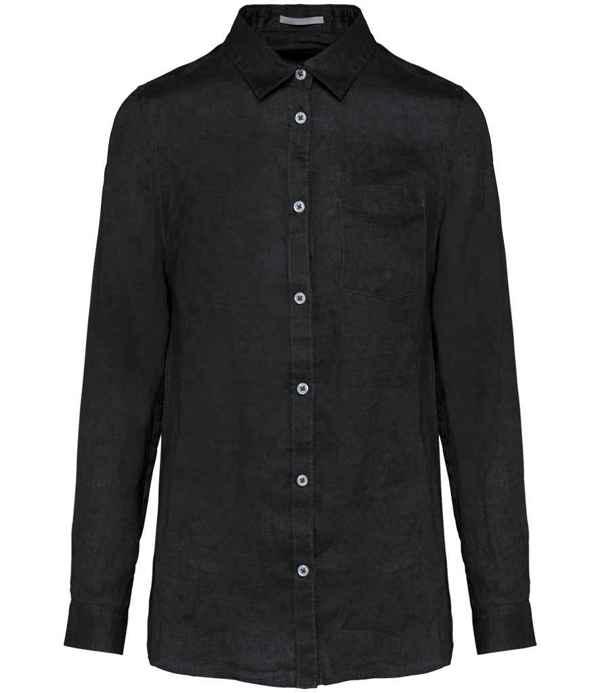 Spasso Ladies Long Sleeve Linen Shirt