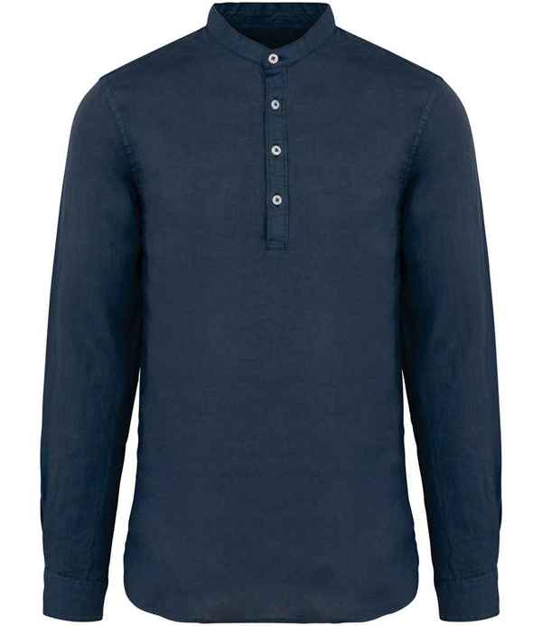 Spasso Washed Mao Collar Shirt